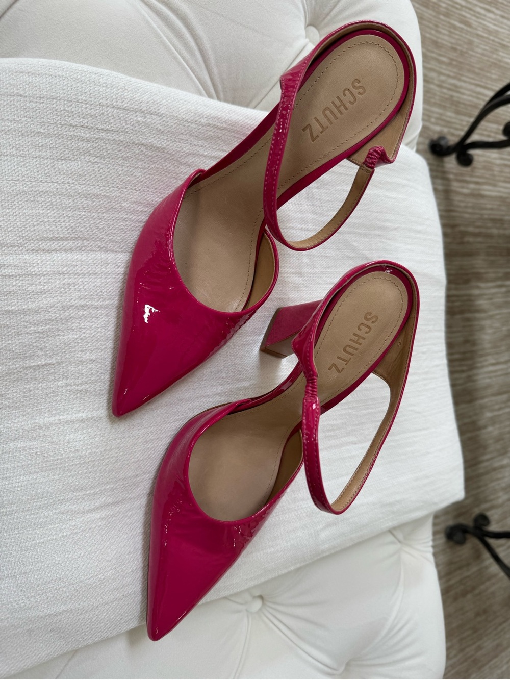 Schutz Hot Pink Genuine Patent Leather Mule Pumps size 9